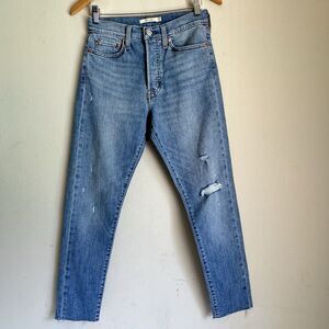 Levi’s Wedgie Skinny Jeans Women Size 27 Blue Button Fly Raw Hem Sustainable